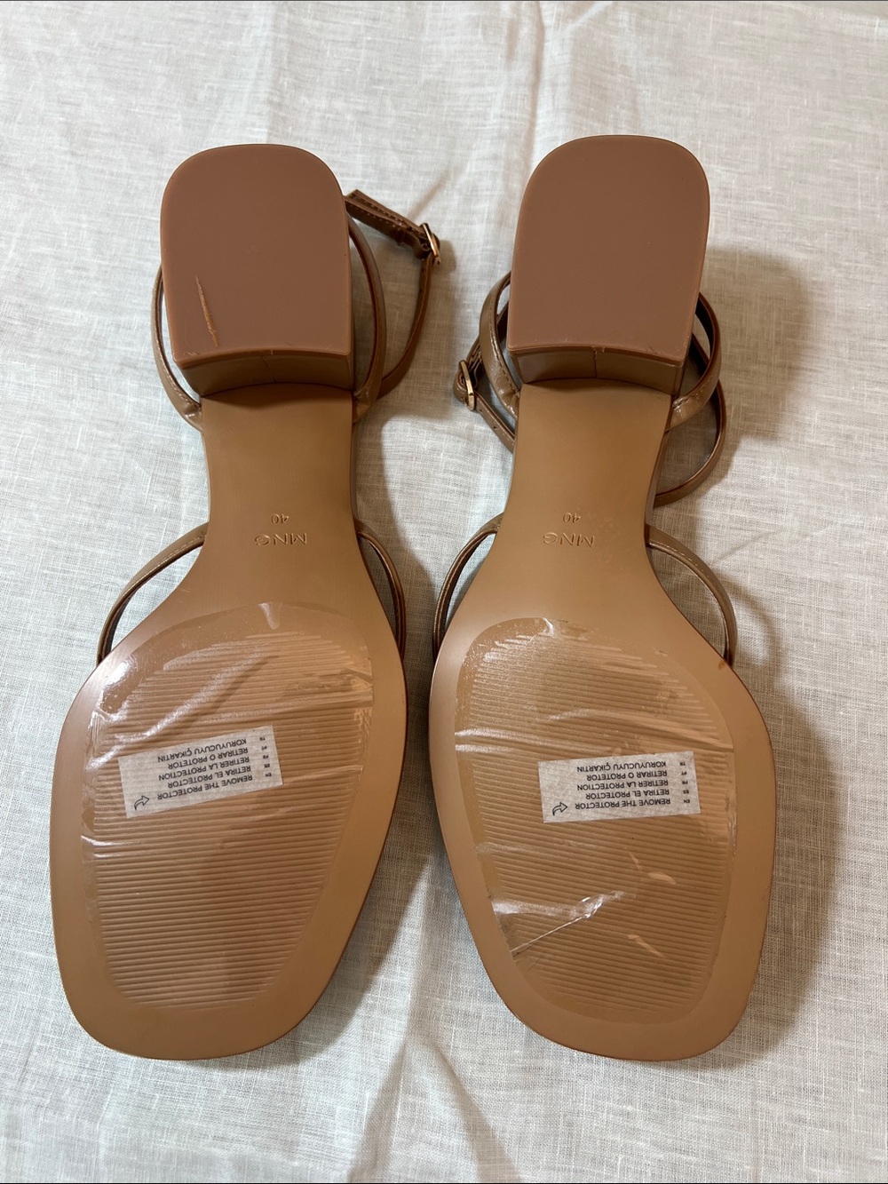 Mango Brown Square-Toe Ankle Strap Block Heel Sandals. Size 9. (40EU). NWOB - Picture 6 of 6